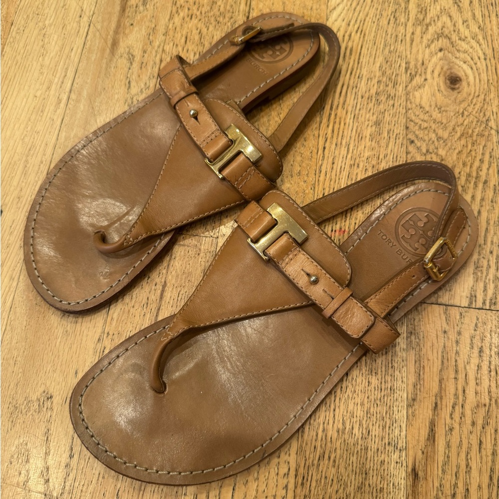 Well loved Tory Burch Brown Leather Sandals